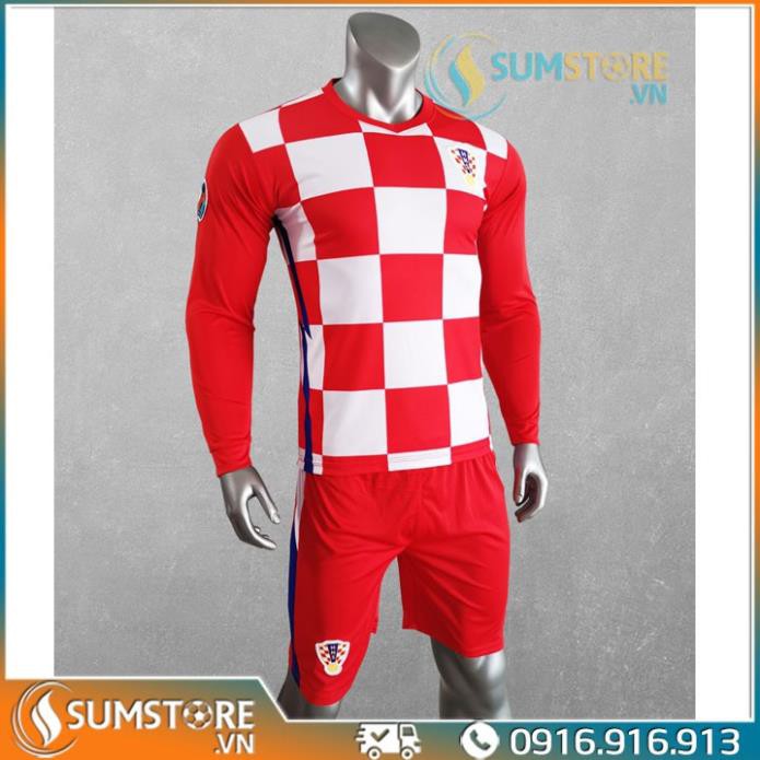 Bộ quần áo bóng đá Tuyển Croatia Dài tay - Đồ đá banh 2020 🥇