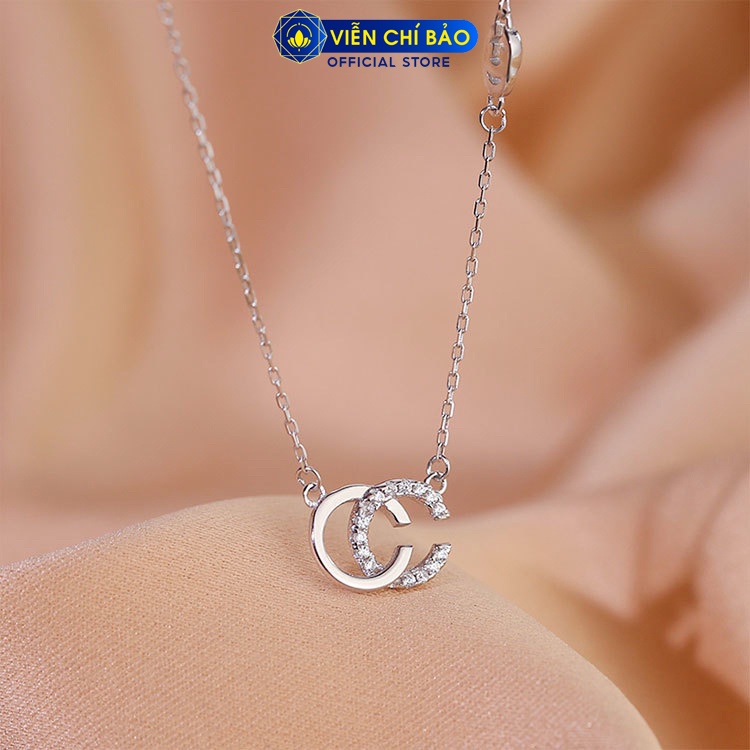 Dây chuyền bạc nữ Guc.ci đính đá chất liệu bạc 925 thời trang phụ kiện trang sức nữ Viễn Chí Bảo D400405