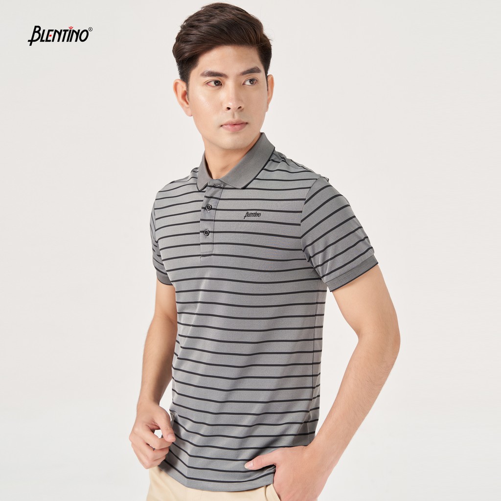 Áo Thun Nam chất vải cá sấu sọc tay ngắn Cổ bo viền nổi bật. Dáng chuẩn thoải mãi .Blentino PL66820 | BigBuy360 - bigbuy360.vn