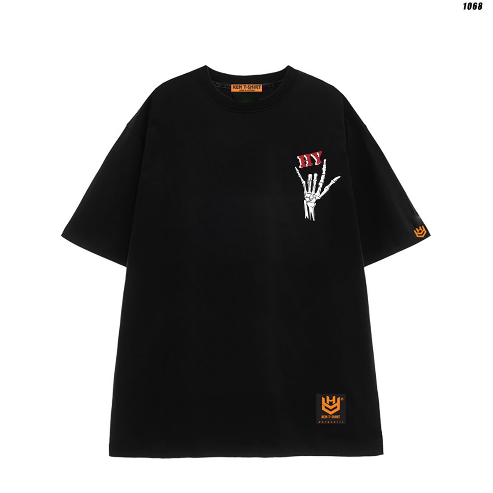 Áo thun form rộng unisex tay lỡ Xương trái tim 1068 HY KOREA