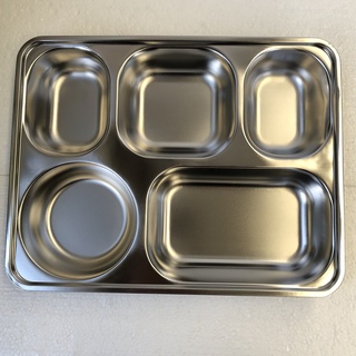 khay cơm 5 ngăn giá rẻ , khay inox 28 x 22 x 4 cm  , khay inox 5 ngăn sâu lòng , khay inox cao cấp