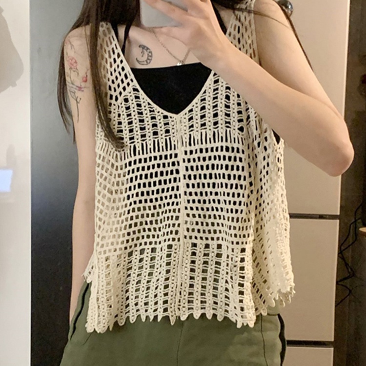 SUXI Áo Thun Sát Nách Cổ Chữ V Màu Sắc Trơn Thời Trang Mùa Hè Dễ Phối Đồ Cho Nữ