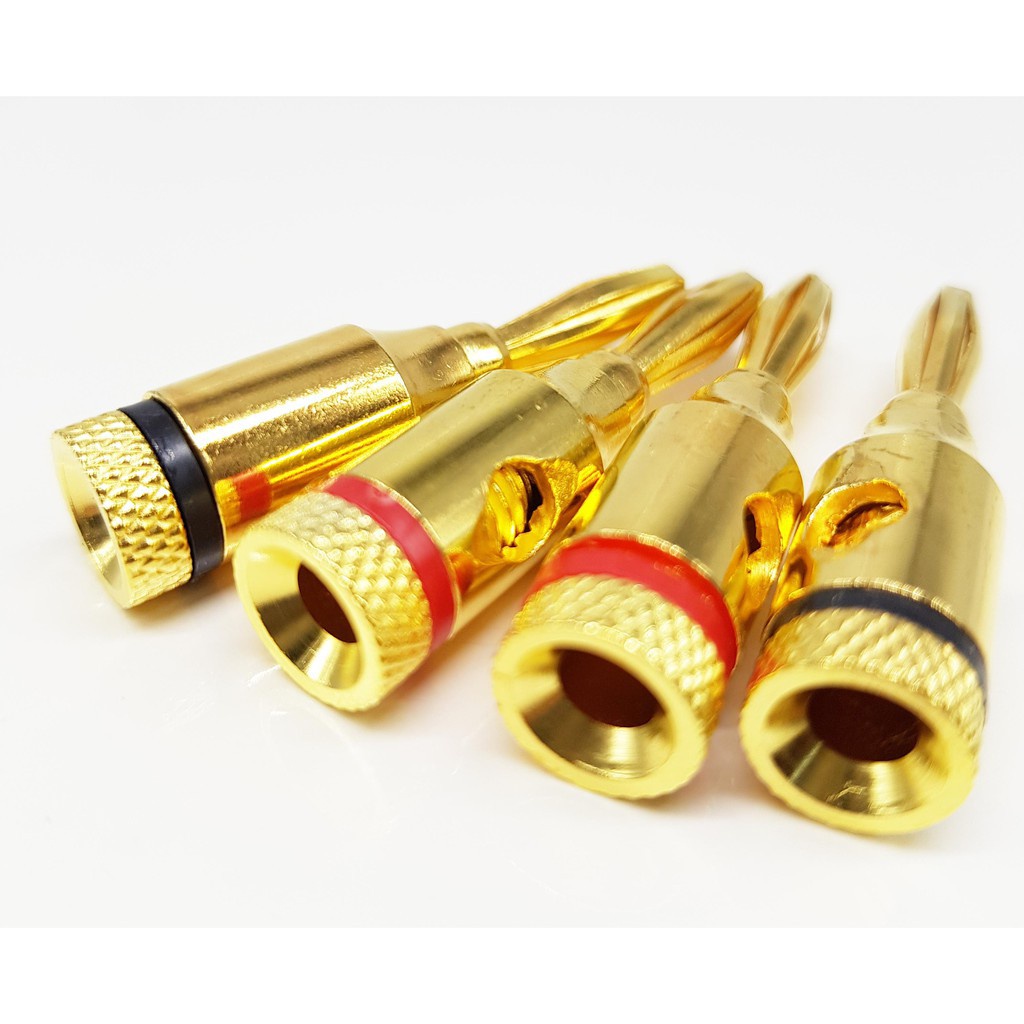 Set 4 Chiếc Giắc Cắm Bắp Chuối Mạ Vàng Cho Loa - Jack Loa Bắp Chuối Cao Cấp- BC189