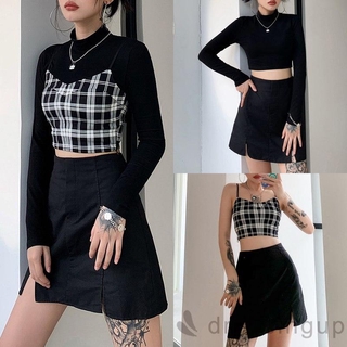 Bộ Áo Hai Dây Và Áo Croptop Dài Tay Màu Trơn Gợi Cảm Dành Cho Nữ