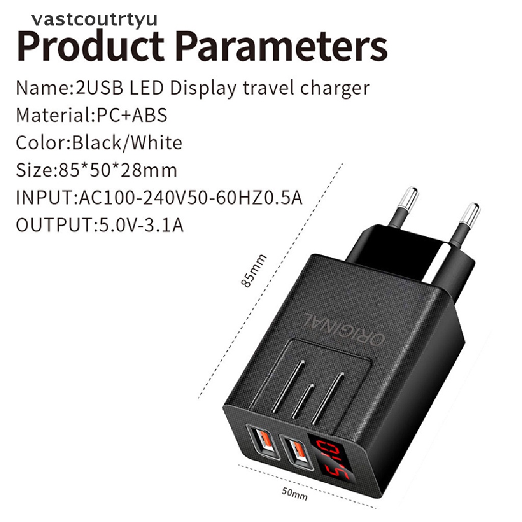 Củ Sạc Nhanh 45W QC 3.0 Cổng USB Có Màn Hình LED Kỹ Thuật Số Cho Điện Thoại