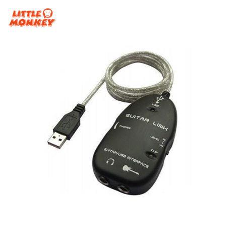 Electric Guitar to USB Interface Audio Link Cable Black For MAC PC Recording
