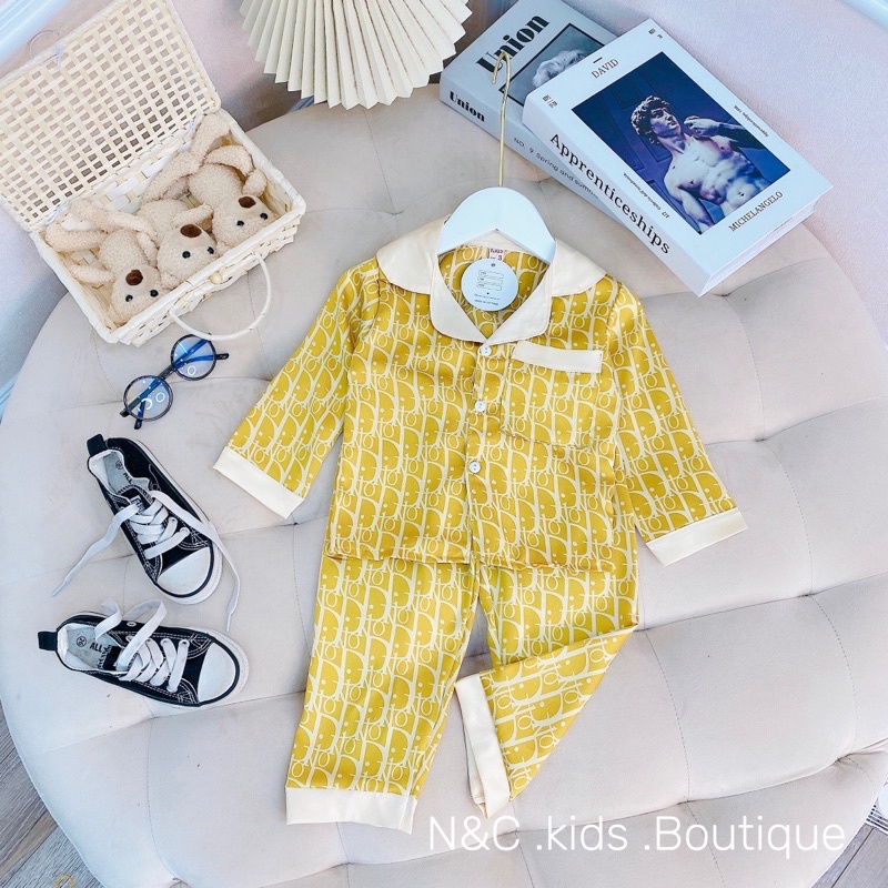 Bộ pijama lụa Di ờ dài tay mềm mại cho bé trai bé gái - BPLDDT