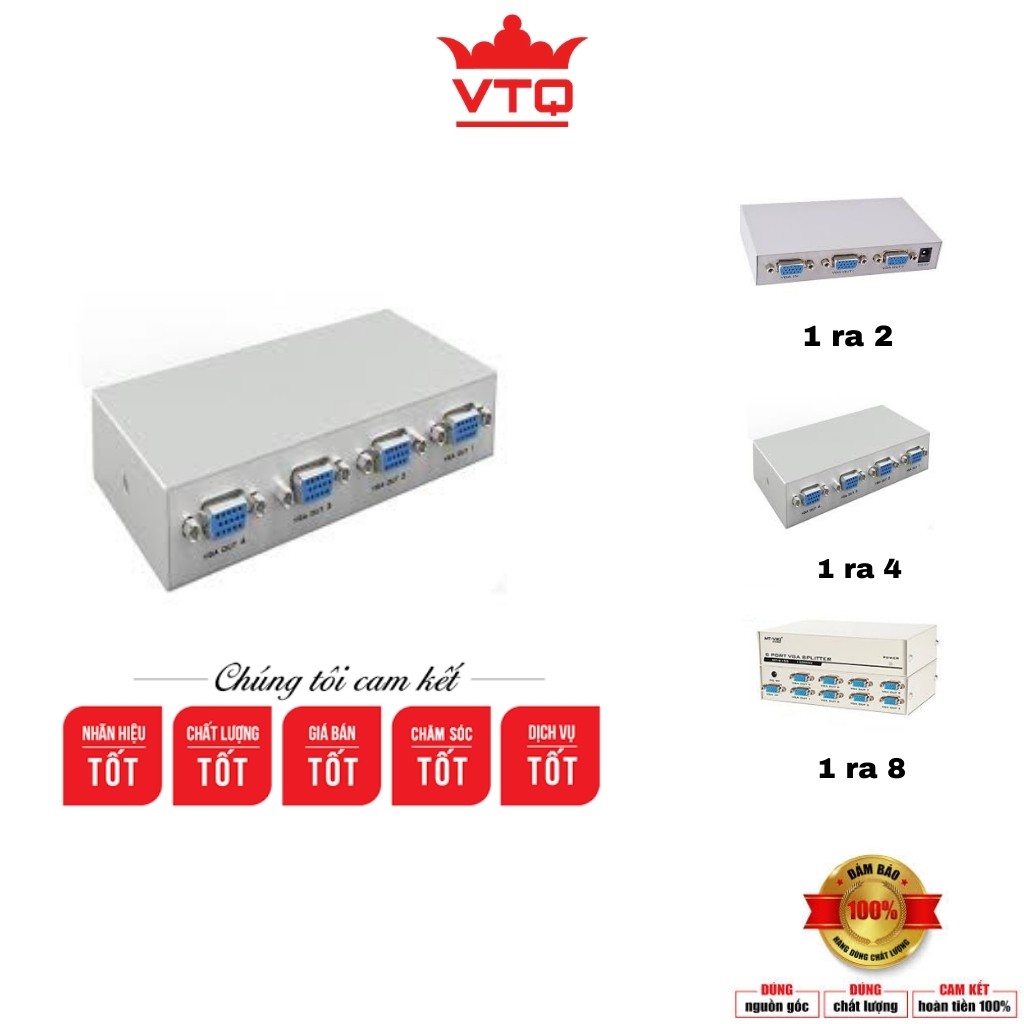 Bộ chia VGA 1 ra 2, 1ra 4, 1 ra 8 hàng chuẩn chất lượng.Bảo hành 6 tháng.shopphukienvtq