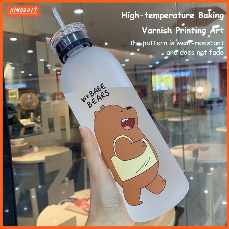 1000ml WeBareBears Chai Nước Di Động cốc Nước với Leakproof Bìa Cốc cho phòng tập thể dục và du lịch