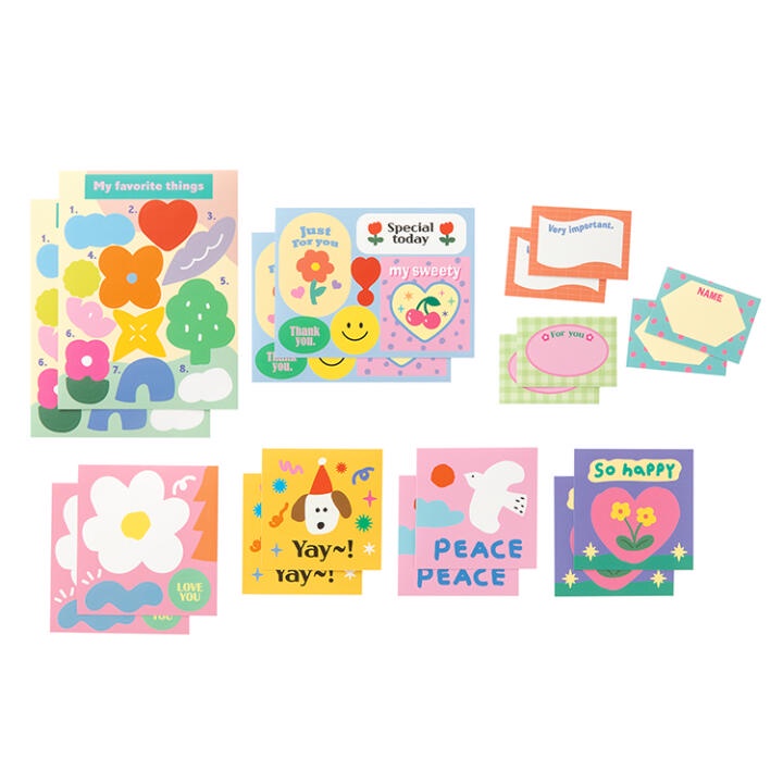 Set 18 Tấm Sticker Size Hình Vuông ARTBOX Hàn Quốc Nhiều Kiểu Họa Tiết Xinh Xắn