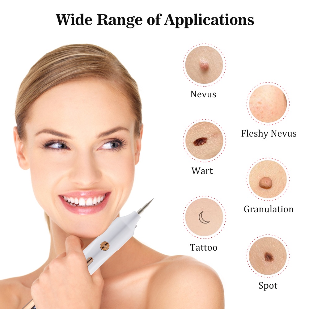 Máy Đốt Nốt Ruồi, Bút Laser 9 Bánh Răng Loại Bỏ Nốt Ruồi Tàn Nhang Hình Xăm Đa Năng Có Đèn LED Xanh Dương