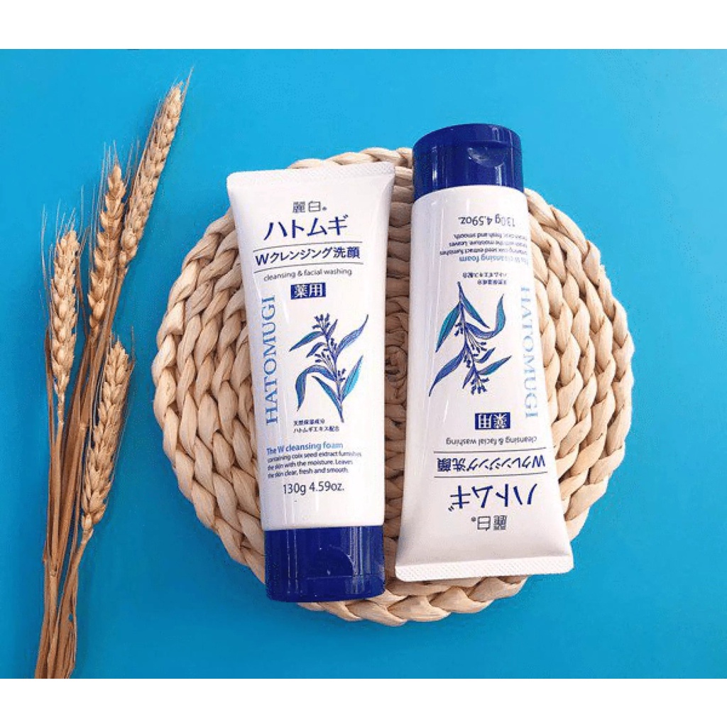 Sữa rửa mặt nhật bản Hatomugi trắng da, ngừa mụn, chứa nhiều vitamin và khoáng chất làm săn chắc da, khối lượng 130g