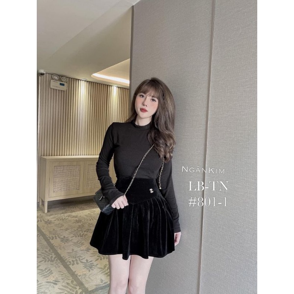 Chân váy nhung xếp ly X hàng QC | BigBuy360 - bigbuy360.vn