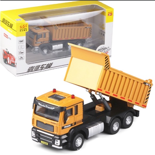 Mô hình xe ô tô tải xe ben làm bằng kim loại có đèn và nhạc tỉ lệ 1:50