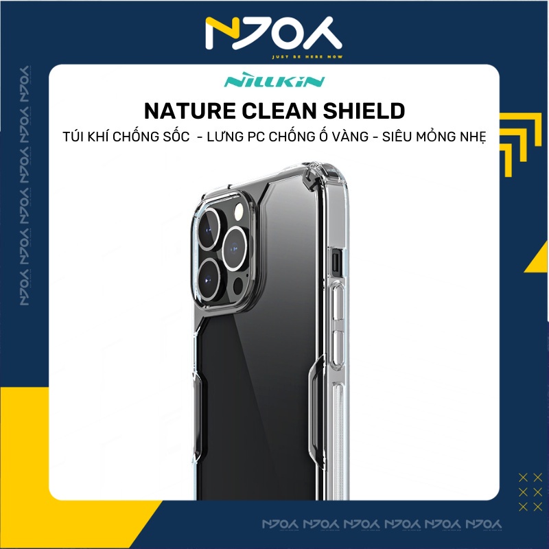 Ốp Lưng Trong Suốt Chống Sốc Nillkin Nature Clean Shield Mặt Lưng Pc Cứng Bảo Vệ Camera Cho Ip13 Pro Max Njoyshop