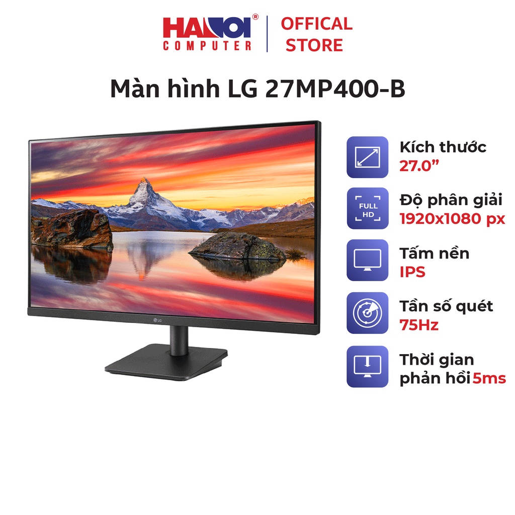 Màn hình LG 27MP400-B (27inch/FHD/IPS/75hz/5ms/250nits/HDMI+Dsub/Freesync)