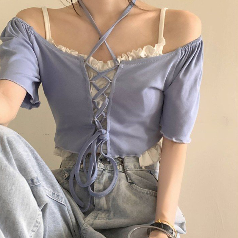 Áo hai dây/ Áo kiểu IELGY tay ngắn dáng ôm phong cách thời trang cho nữ