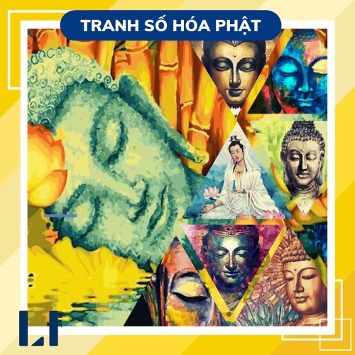 Tranh sơn dầu số hoá có khung  LIM Art - Tranh tô màu theo số Phật giáo