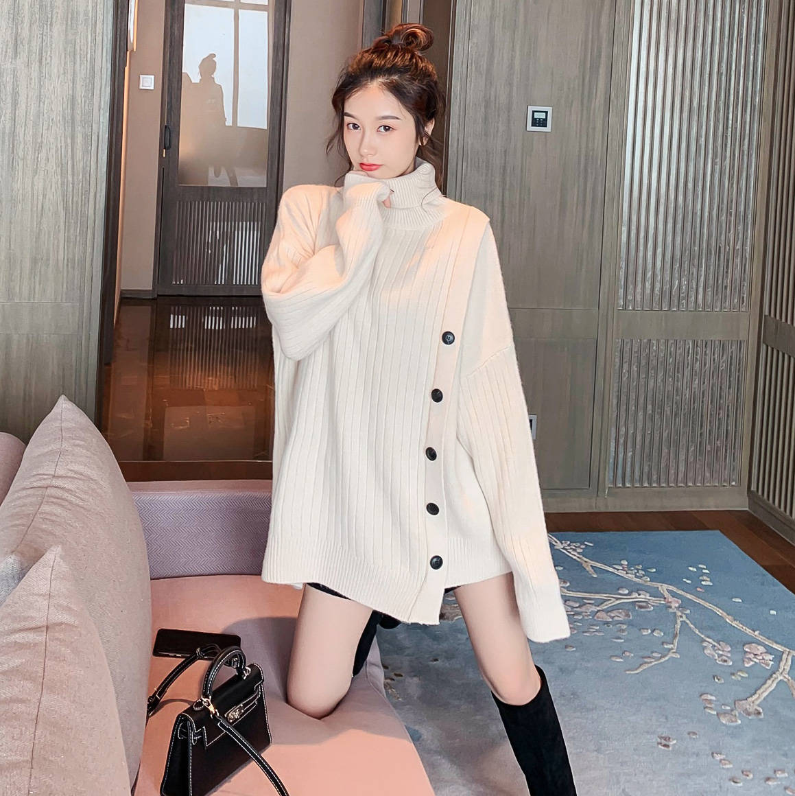 Áo Sweater Cổ Lọ Dáng Rộng Thời Trang Thu Đông Cho Nữ | BigBuy360 - bigbuy360.vn