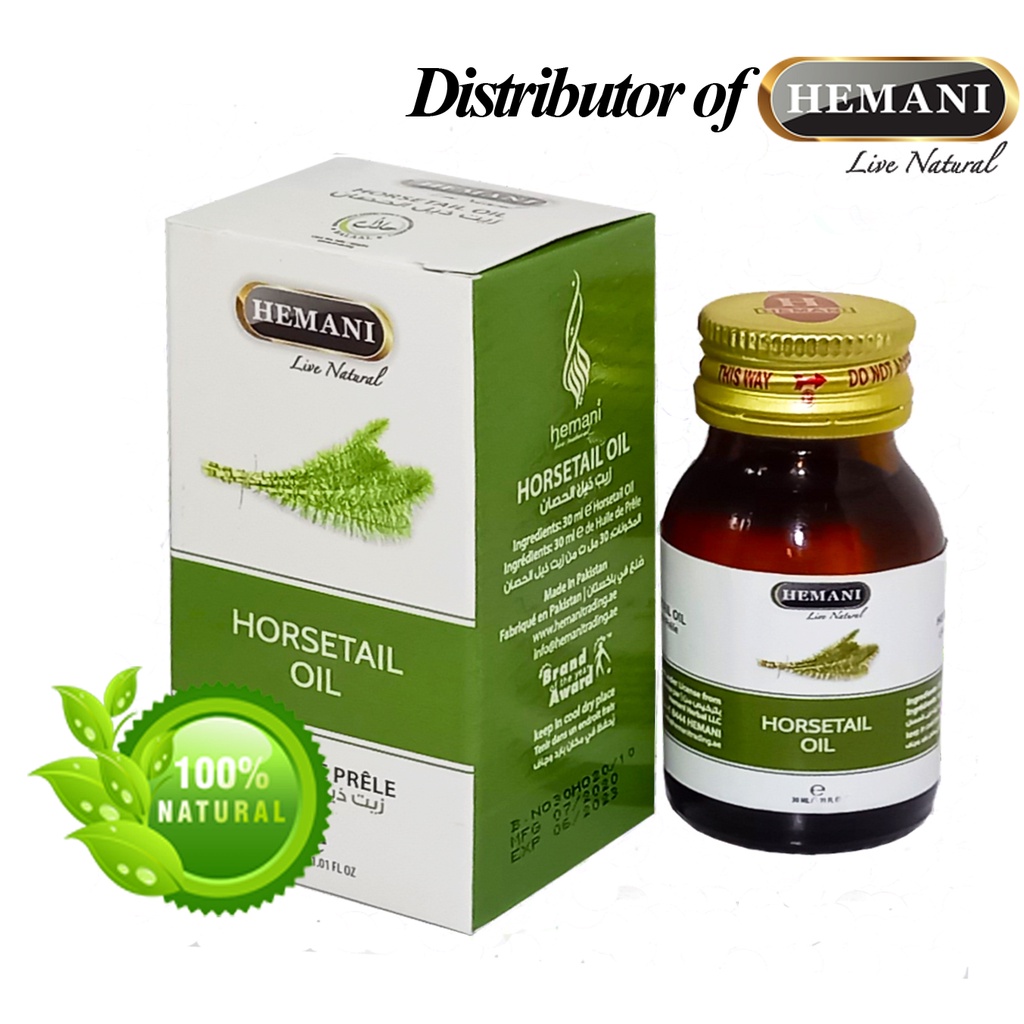 Tinh dầu cỏ đuôi ngựa Hemani Horsetail Oil 30 ml có tác dụng cải thiện tốc độ mọc tóc và độ chắc khỏe cùng với khả năng giảm gàu