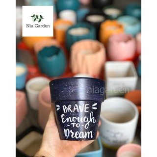 Chậu gốm sứ vẽ trồng cây cảnh, trụ tròn để bàn