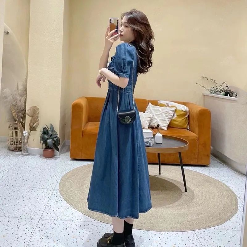 JUMSUIT JEANS ĐẦM CỔ V