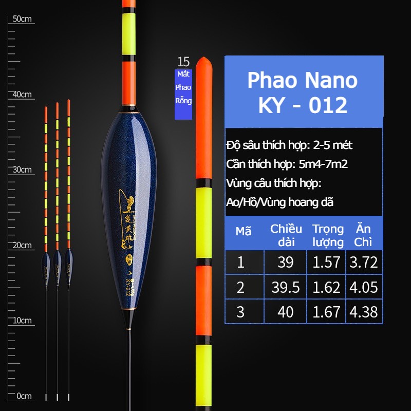 Phao câu đài nano KY 12 cao cấp, siêu nhạy . Phao câu đài cao cấp. Tăm dày đậm. Phao câu đơn.