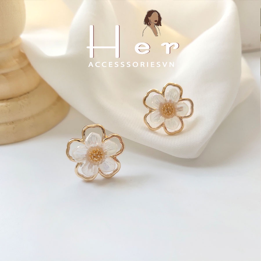 Bông Tai Nữ hoa Daisy Thanh Lịch, chân xỏ bạc 925 Her Accessories H67