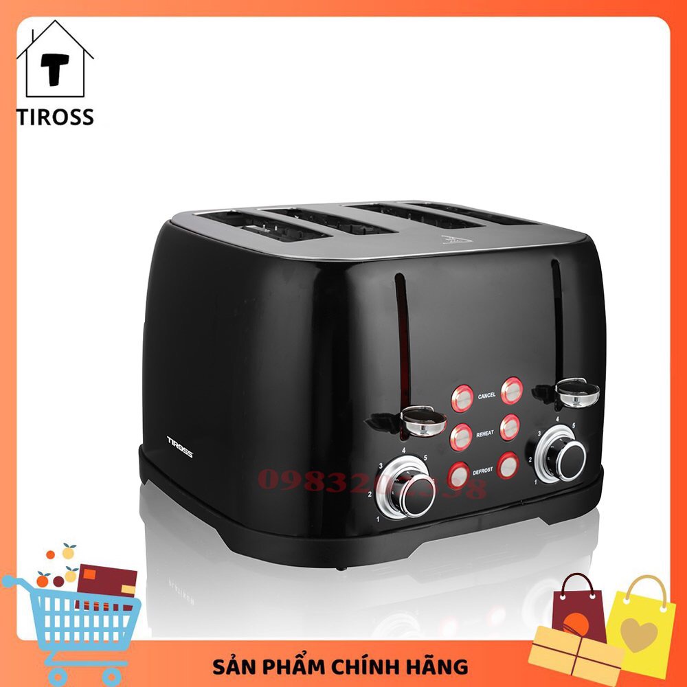 [Tiross123] Lò nướng bánh máy nướng bánh mỳ 4 ngăn Tiross TS9660 công suất 1600W, 6 tốc độ Sp chính hãng bảo hành 1 năm