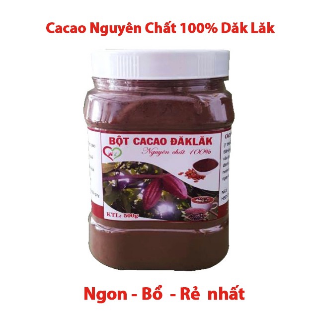 Bột cacao nguyên chất Đắk Lắk hàng chuẩn không pha (Hộp 500g)