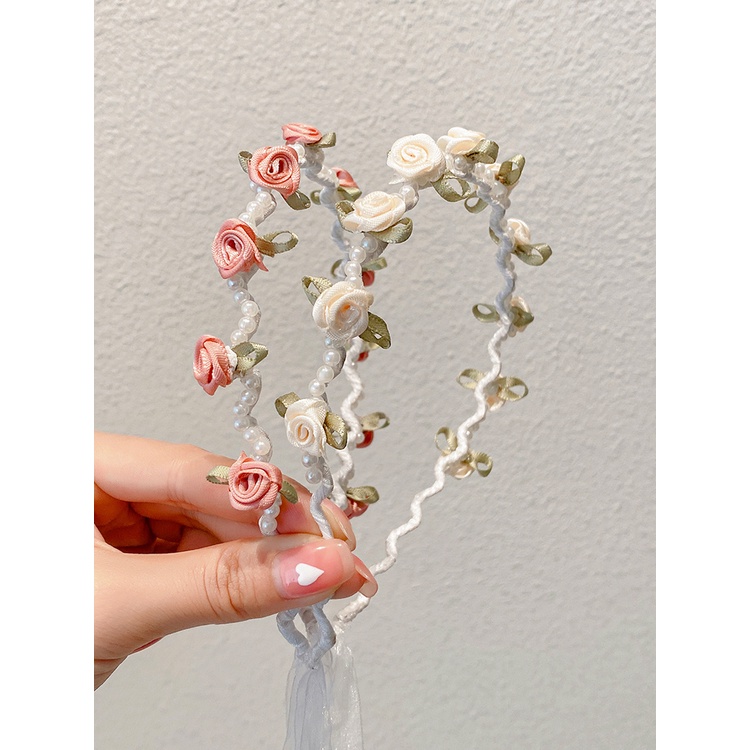 Băng Đô Đính Hoa Và Ngọc Trai Thiết Kế Mới Ngọt Ngào Thời Trang Dành Cho Nữ