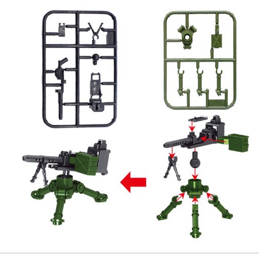 Phụ Kiện MOC Army NO.099 - Vũ Khí M2 Bản Chân Đế Xanh