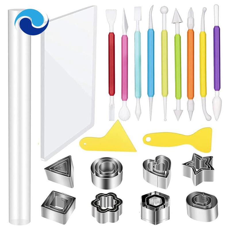 Bộ Dụng Cụ Con Lăn Cắt Tạo Hình Đất Sét Thủ Công Bằng Acrylic