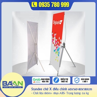 Standee chữ X bằng nhôm điều chỉnh kích thước poster 60x60-80x180cm
