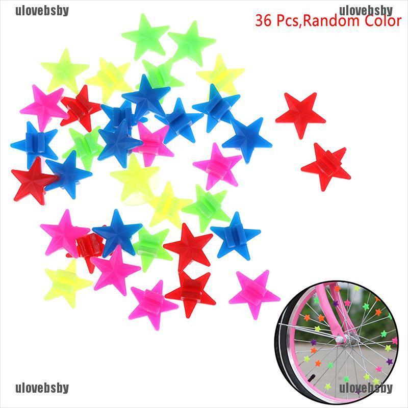 【ulovebsby】36 Pcs Bicycle Bike Wheel Spoke Plastic Star Children Clip Colored