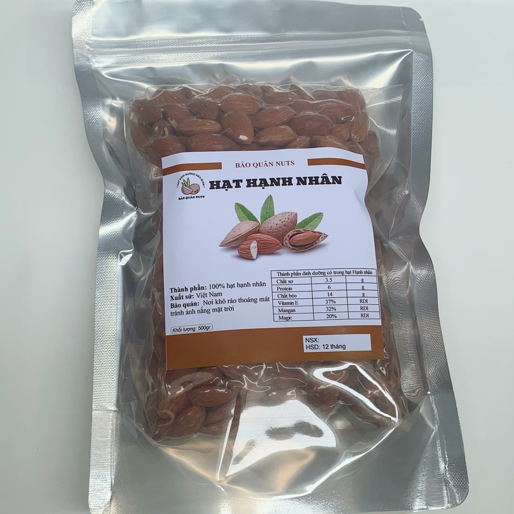 500gr Hạt hạnh nhân ÚC sấy chín nguyên vị (ăn vặt/ làm sữa hạt) BẢO QUÂN