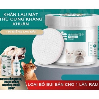 Bông lau mắt cho chó mèo kháng khuẩn Hộp 130 Miếng - Khăn lau mắt hàng ngày vệ sinh cho thú cưng
