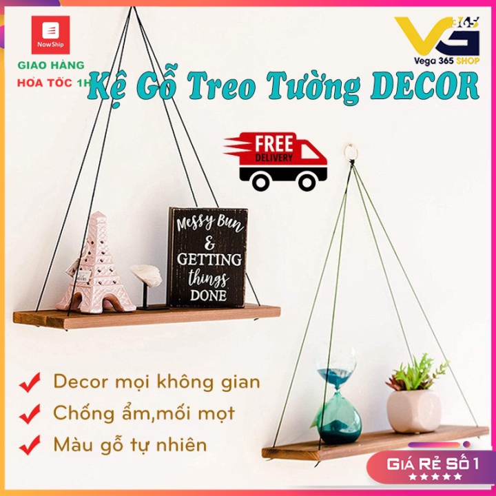 Kệ gỗ treo tường decor, trang trí tối giản ( TẶNG KÈM DÂY TREO)