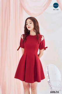 🍒Đầm xoè hở vai đính ngọc (Free/big size XL, 2XL)