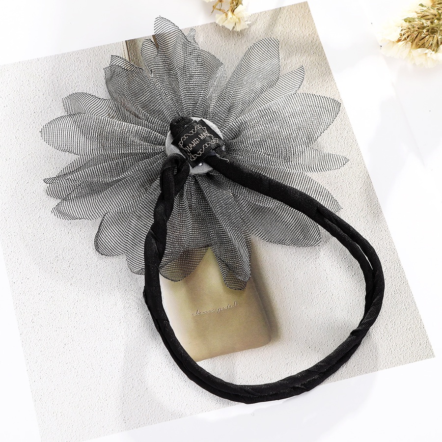 Dây buộc tóc vải lưới đính hạt pha lê và hoa thời trang Hàn Quốc cho nữ tùy chọn màu sắc