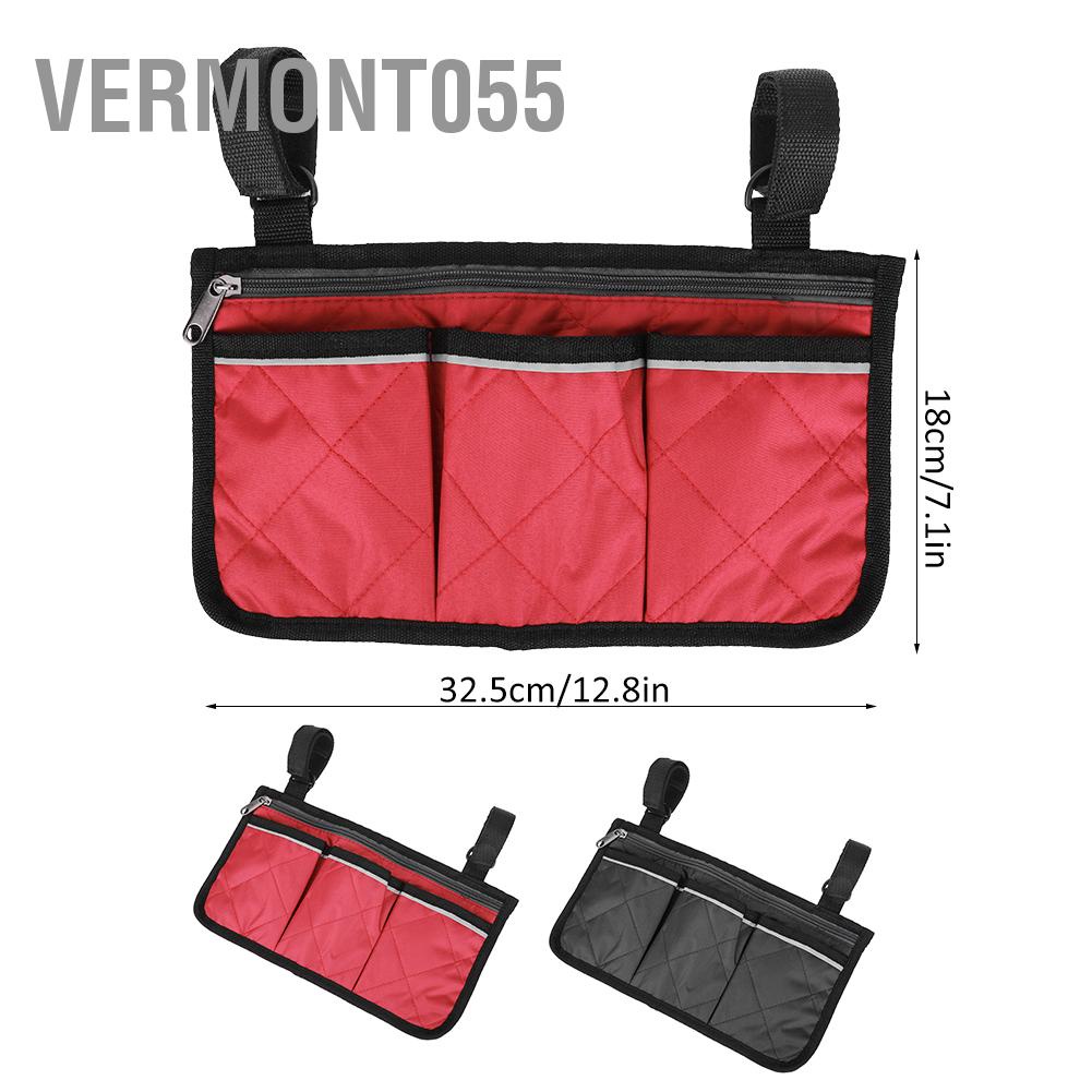 Vermont055 Multifunctional Wheelchair Scooter Armrest Side Bag Walker Hanging Pouch Storage Organizer