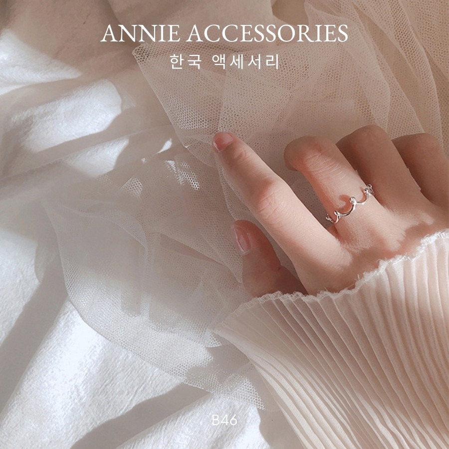 Nhẫn vương miện bạc nhỏ đính đá nữ tính dịu dàng ANNIE - B46