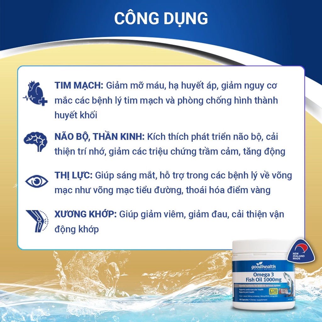 Dầu cá Omega 3 Goodhealth giúp phát triển não bộ, tăng cường thị giác, hỗ trợ giảm đau khớp (150 viên/hộp) | Rendi Store