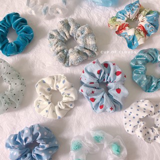 Buộc tóc scrunchies tone màu xanh da trời