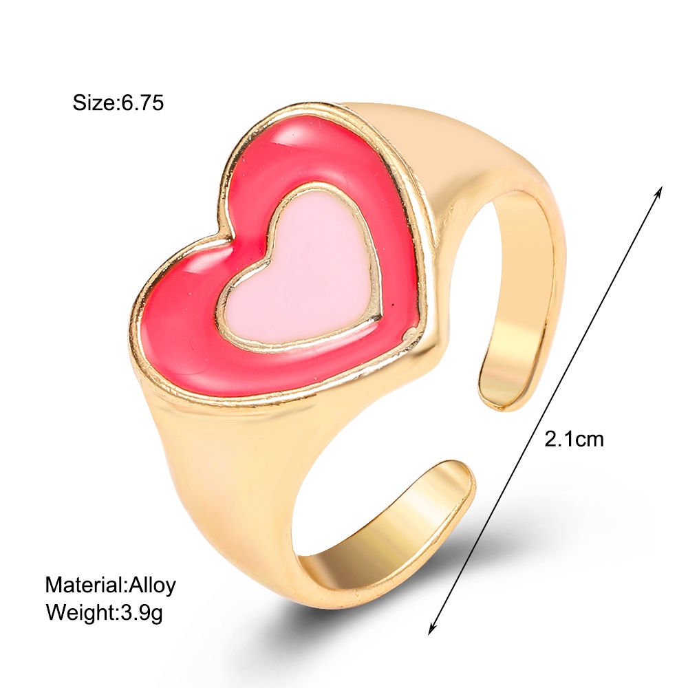Nhẫn dạng hở mặt trái tim nhiều màu sắc tùy chọn thời trang dành cho nữ