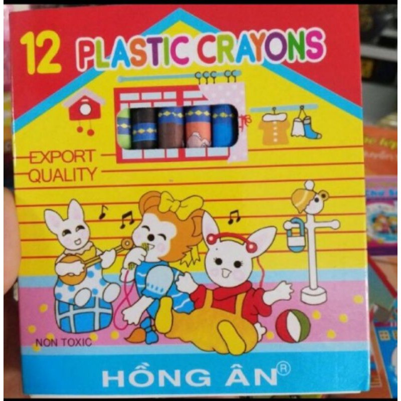 Hộp 12 sáp màu tô Hồng Ân cho bé tự do vẽ - an toàn cho bé (12 màu)