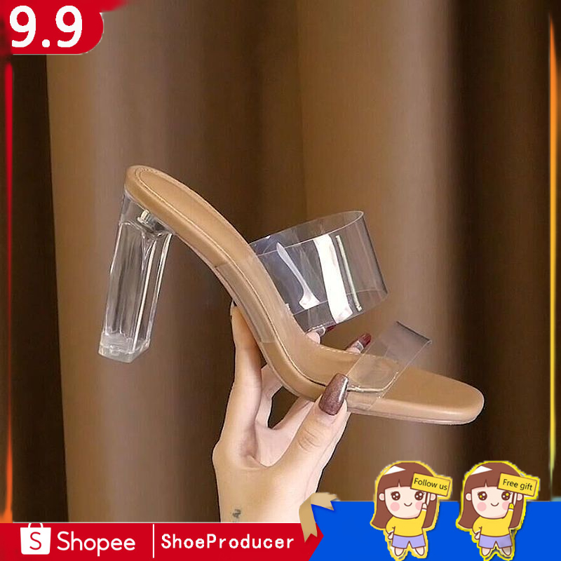 Giày Cao Gót Sandal Quai Trong Suốt Thời Trang Mùa Hè 2022 4 6 8 cm