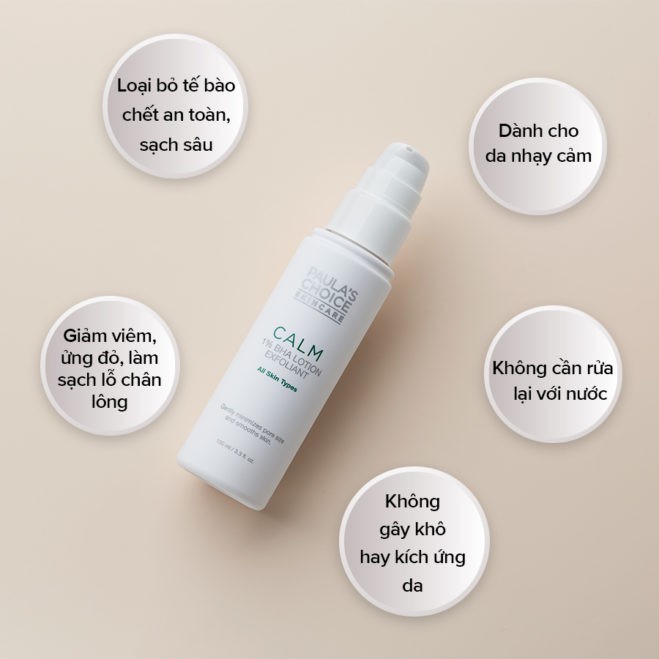 Tẩy tế bào chết Paulas Choice 1% BHA cho da nhạy cảm - Paula's Choice 1% BHA Calm Redness Relief Lotion Exfoliant 100ml