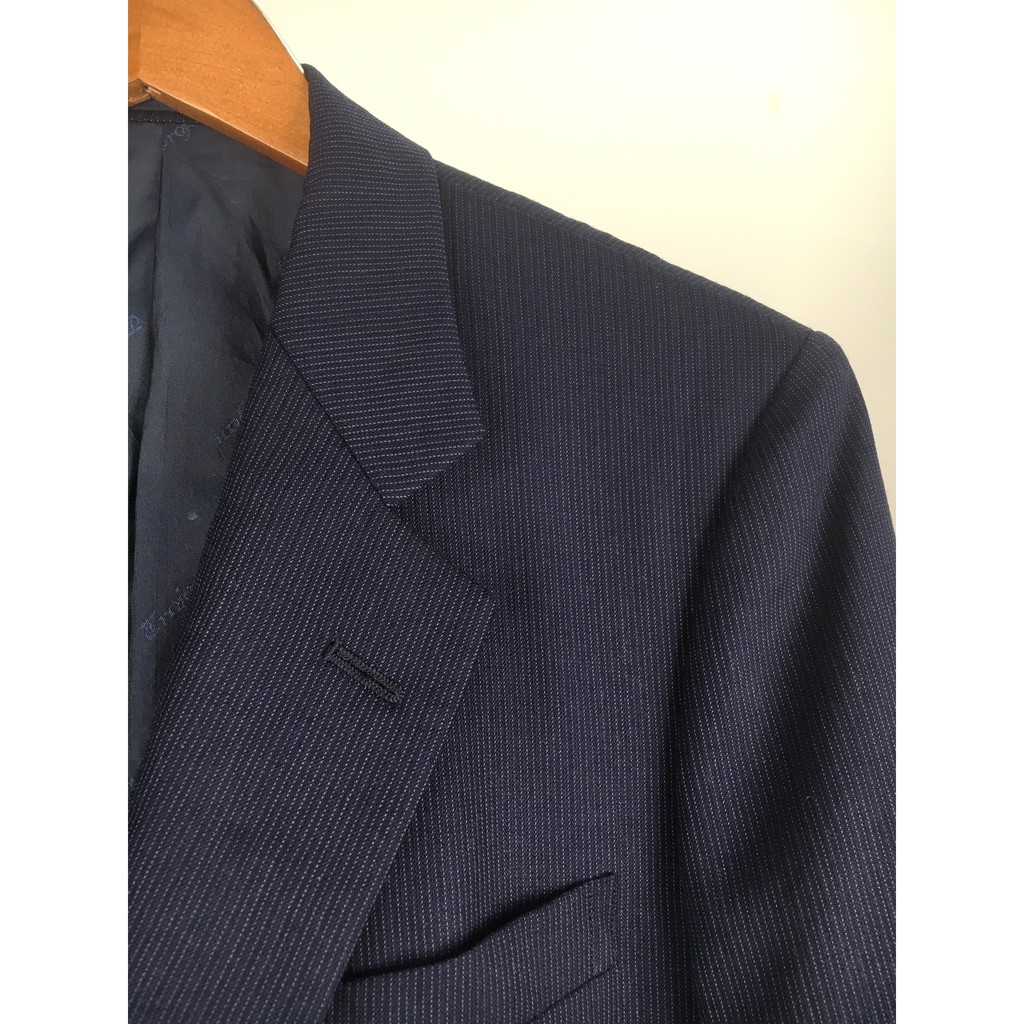 (1M7-1M8 60-70KG) Áo blazer 2hand nam XANH DƯƠNG KẺ SỌC của TROJAN Hàng si Nhật Bản JACBLJ59