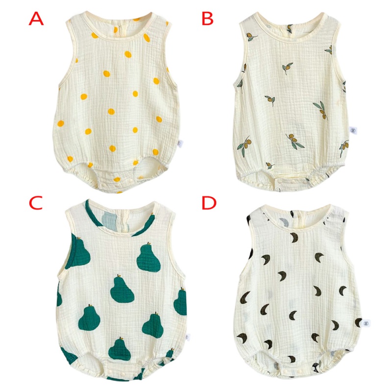 Bộ Áo Liền Quần Sát Nách Vải Mỏng In Họa Tiết Kiểu Hàn Quốc Thời Trang Mùa Hè Cho Bé Sơ